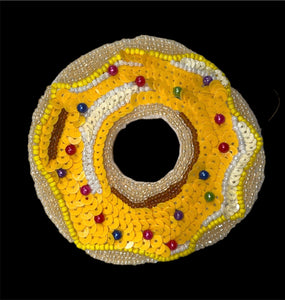 Donut with Yellow and Multi-Colored Frosting 3.5"