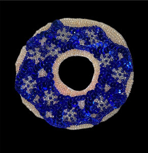 Donut with Blue and White Christmas Frosting Decoration 4"