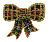 Load image into Gallery viewer, Multi-Color Plaid Bow Sequins and Beads 5&quot; x 4.5&quot;