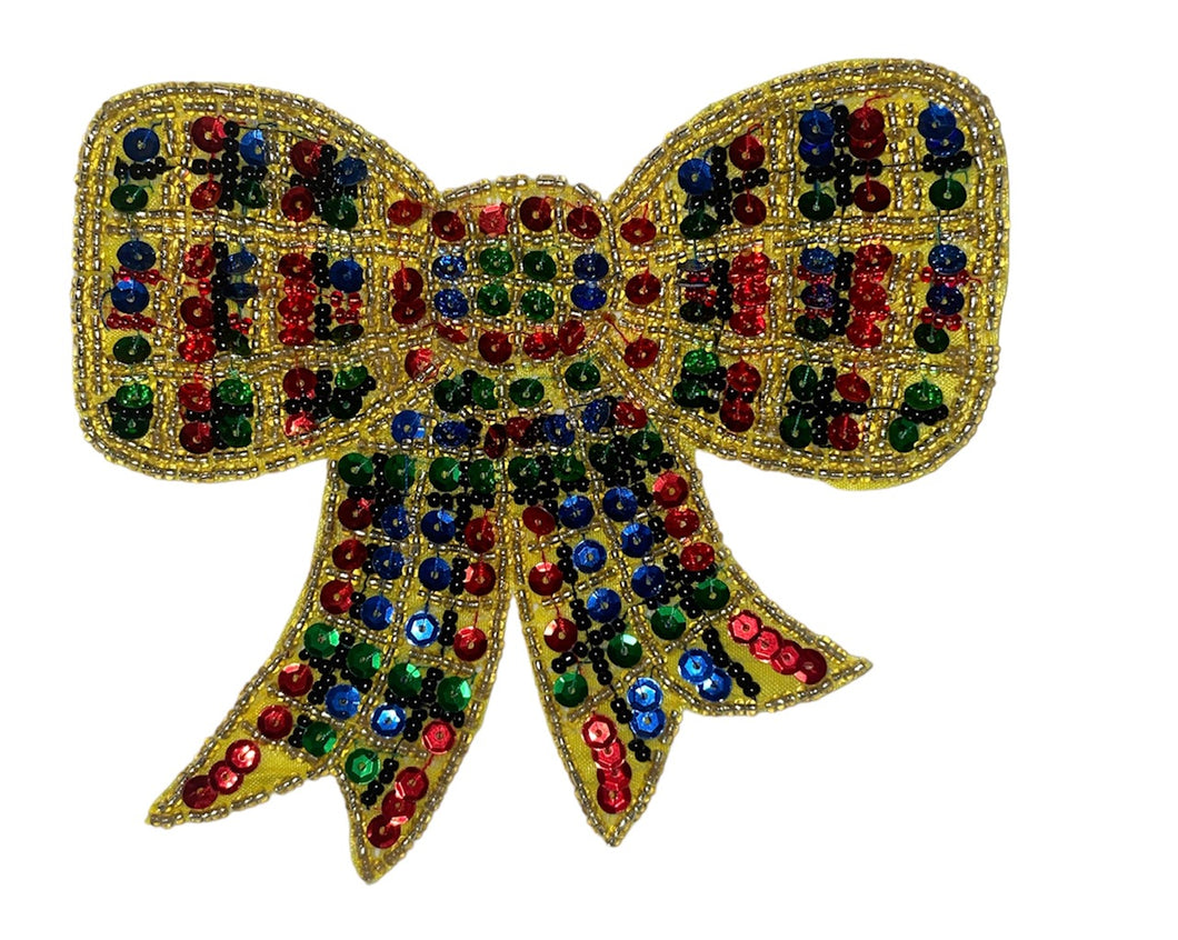 Multi-Color Plaid Bow Sequins and Beads 5