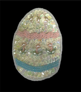 Iridescent Easter Egg Sequin Beaded 3.5" x 2.5"