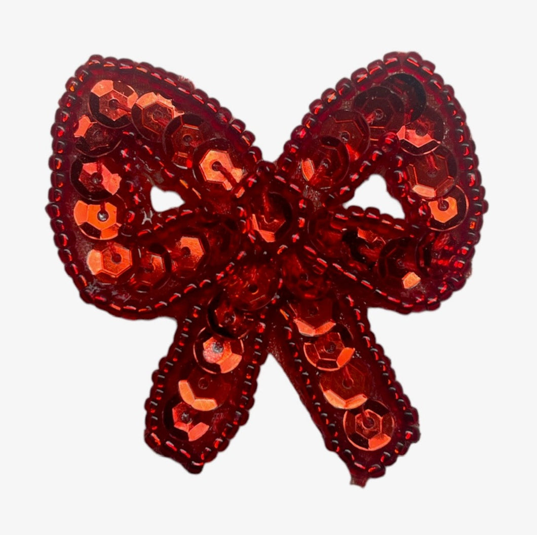 Bow with Red Sequins and Beads 1.75