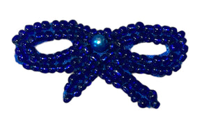 Blue Beaded Bow 1" x 1.5"