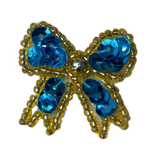 Bow Turquoise with Gold Trim 1.5" x 1.5"