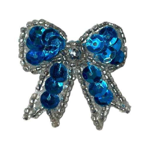 Bow Turquoise with Silver Trim 1.5" x 1.5"