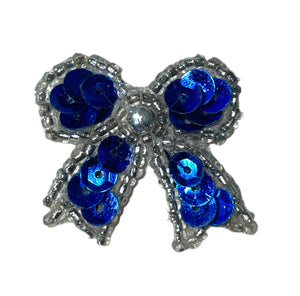 Royal Blue Bow with Silver Trim 1.5" x 1.5"