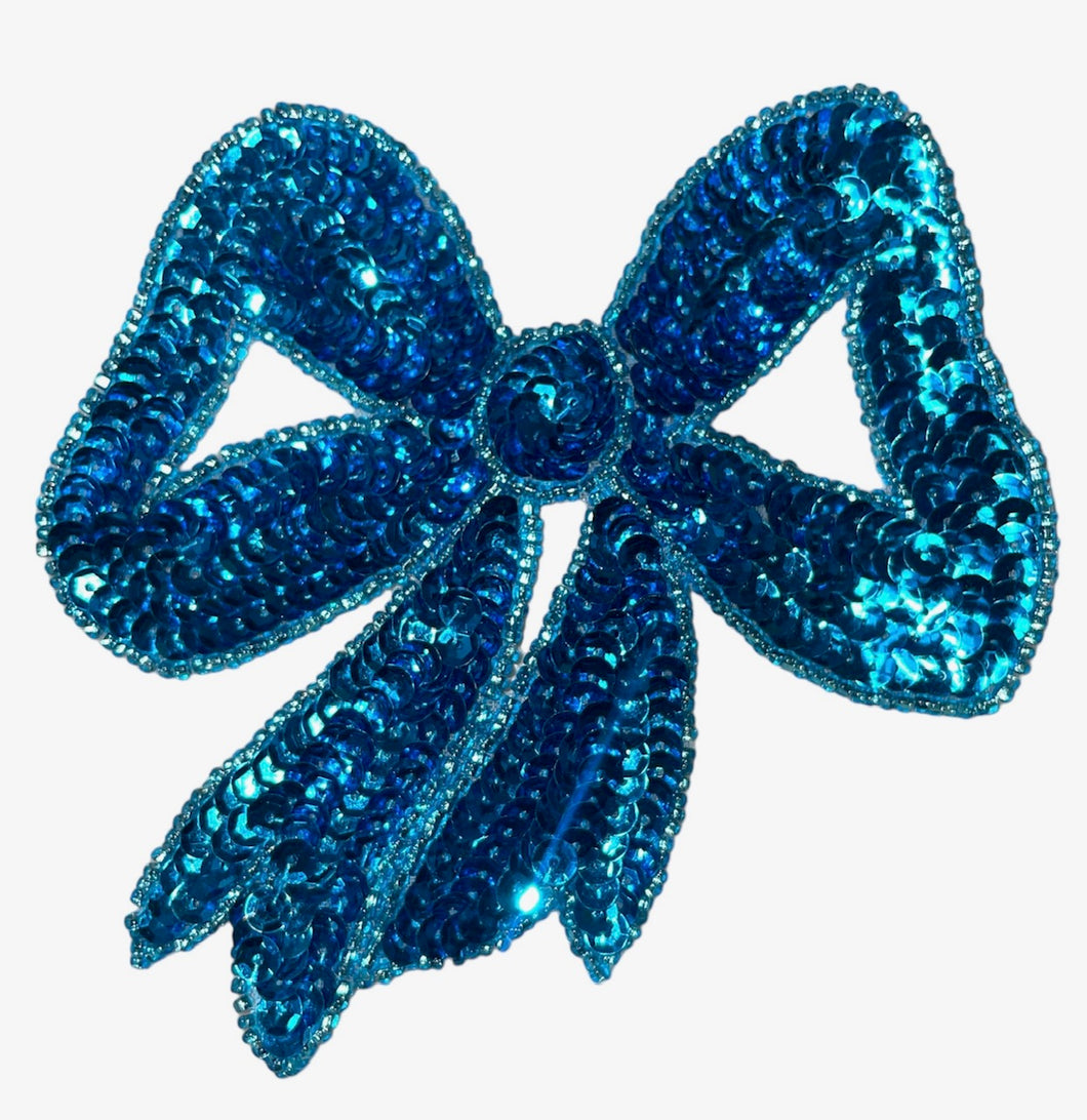 Bow with Turquoise Sequins 4.5