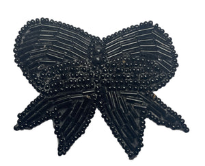 Bow with Black Beads 2" x 2.5"