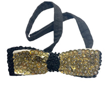 Load image into Gallery viewer, Bow Tie with Black and Gold Sequins 4&quot; X 1.5&quot;
