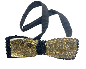 Bow Tie with Black and Gold Sequins 4" X 1.5"