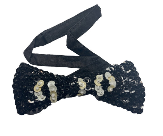 Bow Tie Black and White Sequins 4" x 1.5"