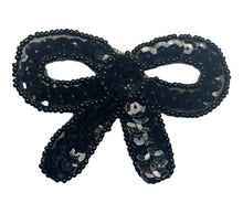 Load image into Gallery viewer, Bow Black Sequin and Bead 3&quot; x 2&quot;