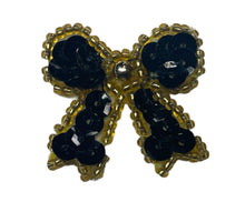 Load image into Gallery viewer, Bow Black Sequin with Gold Trim 1&quot;