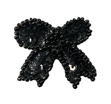 Load image into Gallery viewer, Bow with Black Sequins and Beads 1.5&quot; x 1.5&quot;