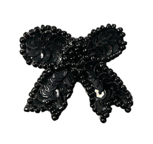 Bow with Black Sequins and Beads 1.5" x 1.5"