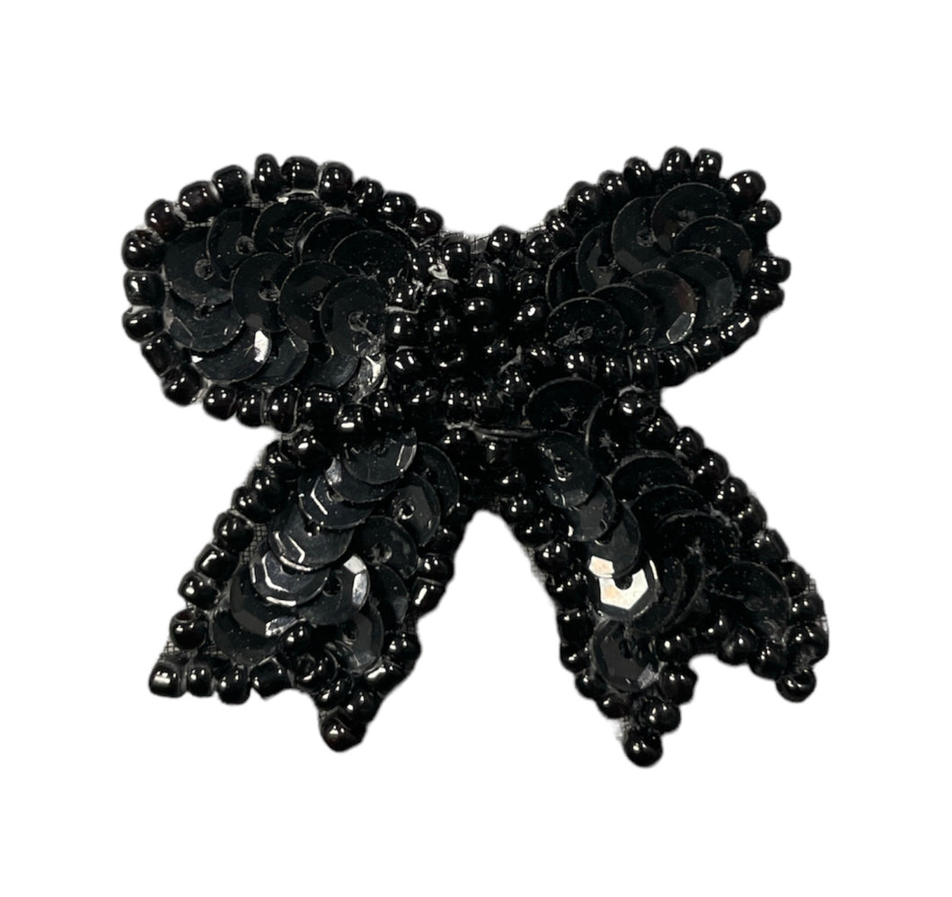 Bow with Black Sequins and Beads 1.5