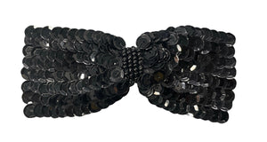 Bow Black Sequin Bowtie 1.75" x 4"