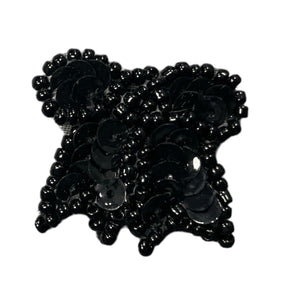 Bow with Black Sequins and Beads 1"