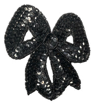 Load image into Gallery viewer, Bow Black Sequin 4.5&quot; x 4&quot;