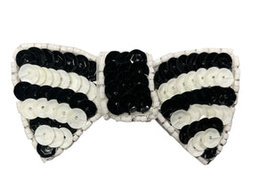 Bow Black and White Stripe 1.5" x 3"