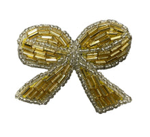 Load image into Gallery viewer, Bow with Gold and Silver Beads 1.5&quot; x 2&quot;