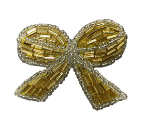 Bow with Gold and Silver Beads 1.5" x 2"