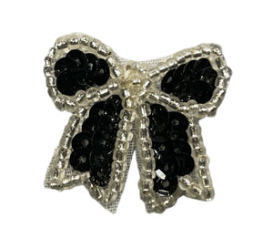 Bow Black with Silver Trim 1"