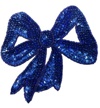 Load image into Gallery viewer, Bow with Royal Blue Sequins and Beads 5&quot; x 4.5&quot;