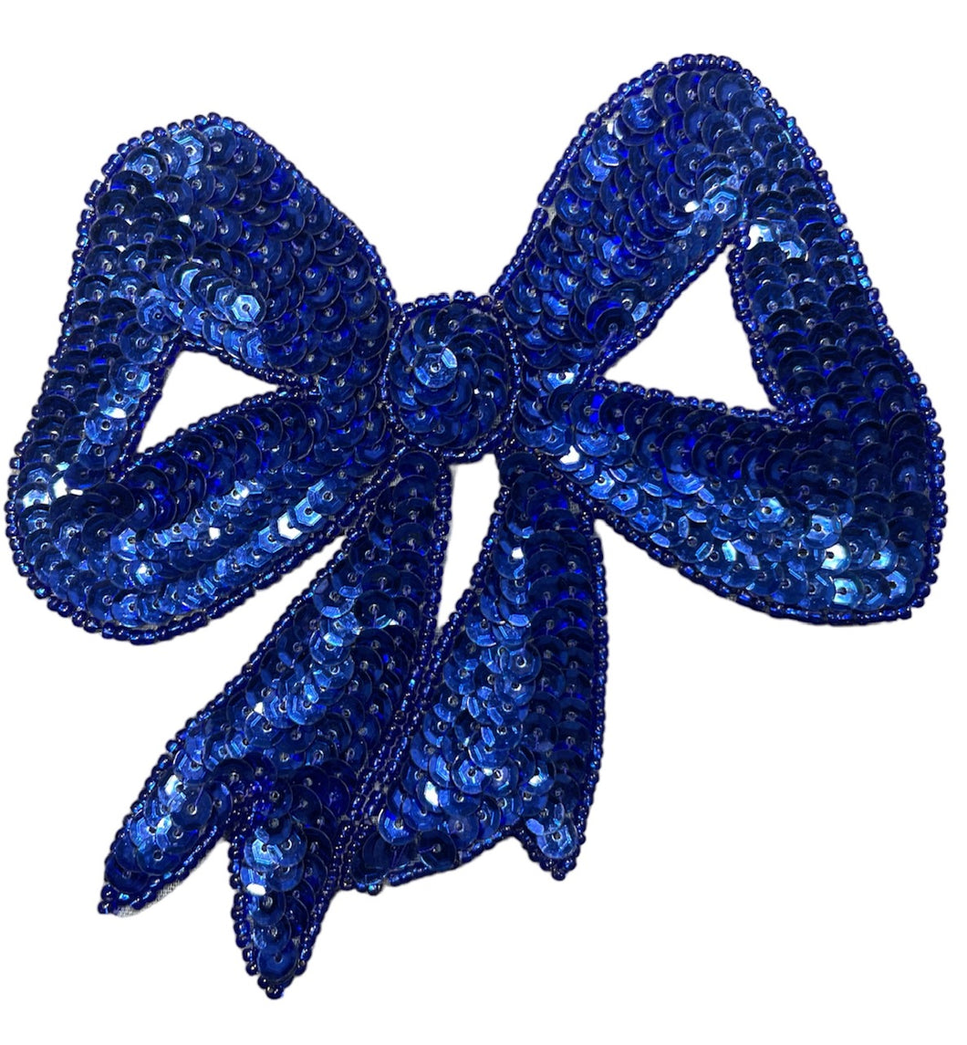 Bow with Royal Blue Sequins and Beads 5