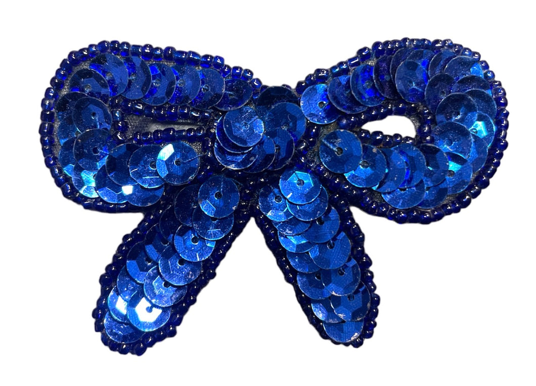Bow with Blue Sequins and Beads 3