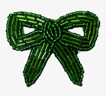Load image into Gallery viewer, Green Beaded Bow 1.75&quot;