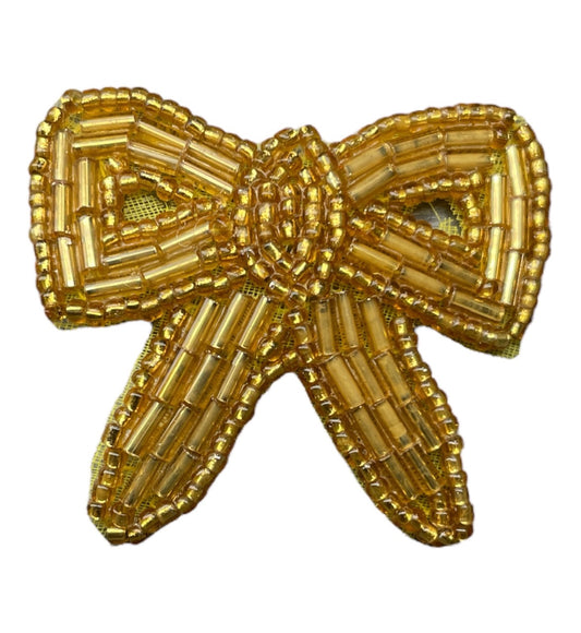Gold Beaded Bow 1.75"
