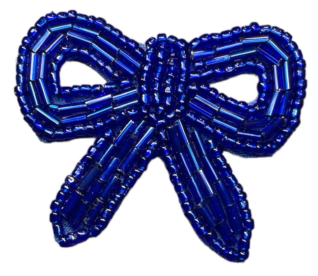 Royal Blue Beaded Bow 1.75