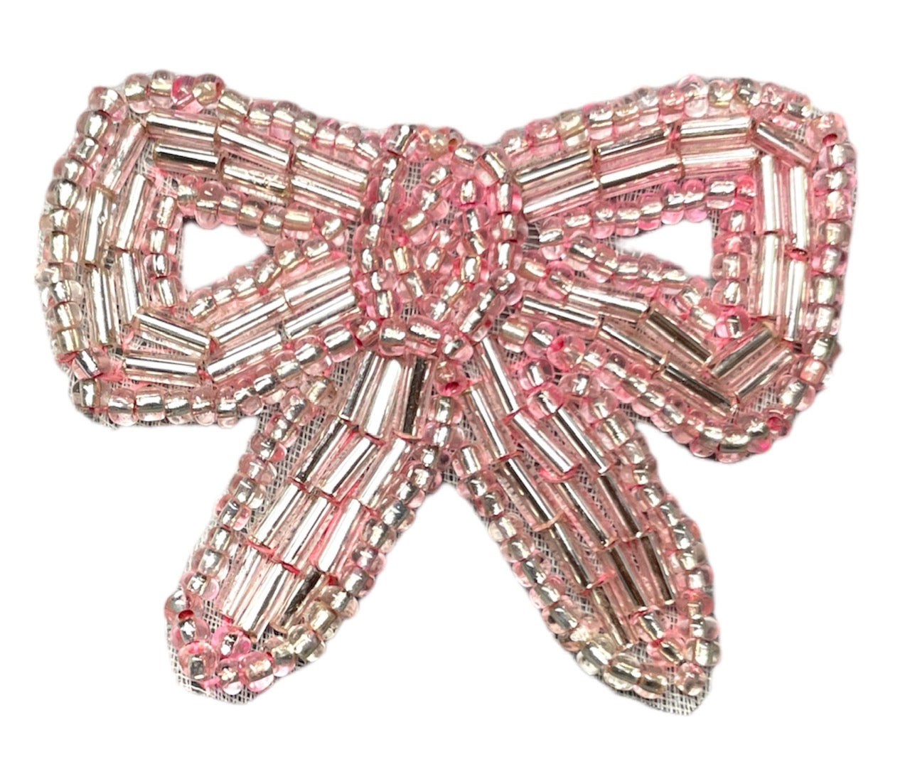 Light Pink Beaded Bow 1.75"