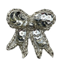 Load image into Gallery viewer, Bow with Silver Sequins and Beads 1.25&quot;