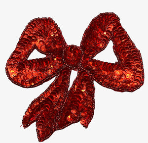Bow with Red Sequin 4.5" x 4.5"