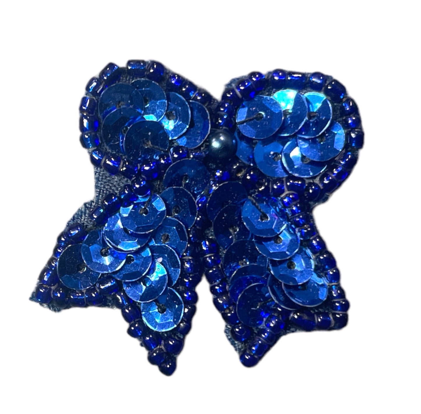 Bow with Blue Sequins and Beads 1.25"