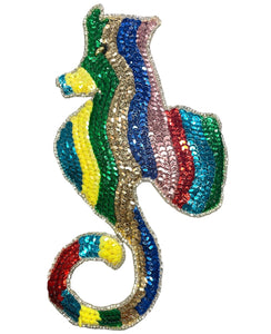 Seahorse with Multi-Color Sequins and Beads 9" x 5"