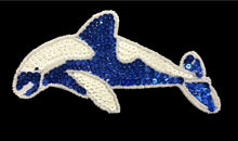 Load image into Gallery viewer, Killer Whale Orca with Royal Blue and White Sequins 6&quot; x 3&quot;