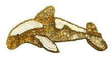 Load image into Gallery viewer, Killer Whale Orca with Gold and White Sequins 3&quot; x 5.5&quot;