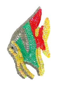 Fish with Multi-Color Sequins and Silver Beads 5" x 4"