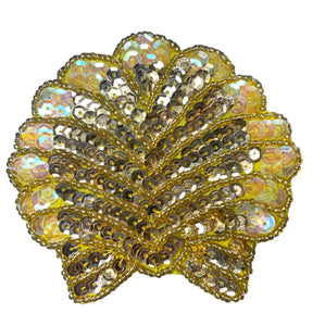 Seashell with Gold Sequins and Beads 3.5"