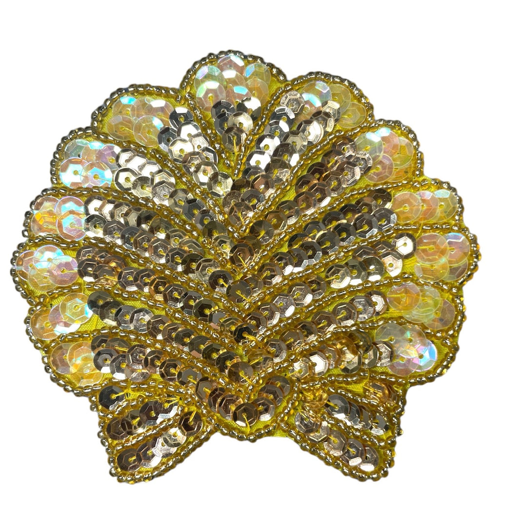 Seashell with Gold Sequins and Beads 3.5