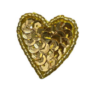 Choice of Size Heart Cupped Gold Sequin and Bead
