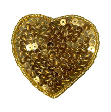 Load image into Gallery viewer, Heart with Gold Flat Sequins and Beads 2&quot;