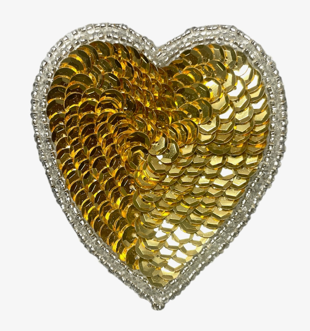 Heart with Gold Sequins and Silver Beads 3