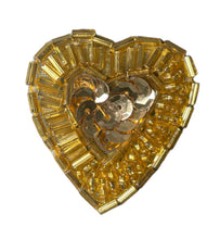 Load image into Gallery viewer, Heart with Gold Sequins and Beads 1.5&quot; x 1.5&quot;