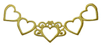 Hearts Metallic Gold Embroidered Iron-On 6.25