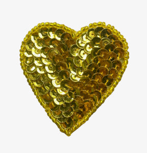 Sequin Heart Gold 1.5" x 1.5"