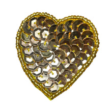 Load image into Gallery viewer, Choice of Size Heart Cupped Gold Sequin and Bead